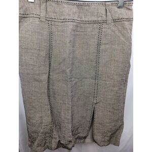 White house black market size 4 brown black linen midi skirt‎ church formal work
